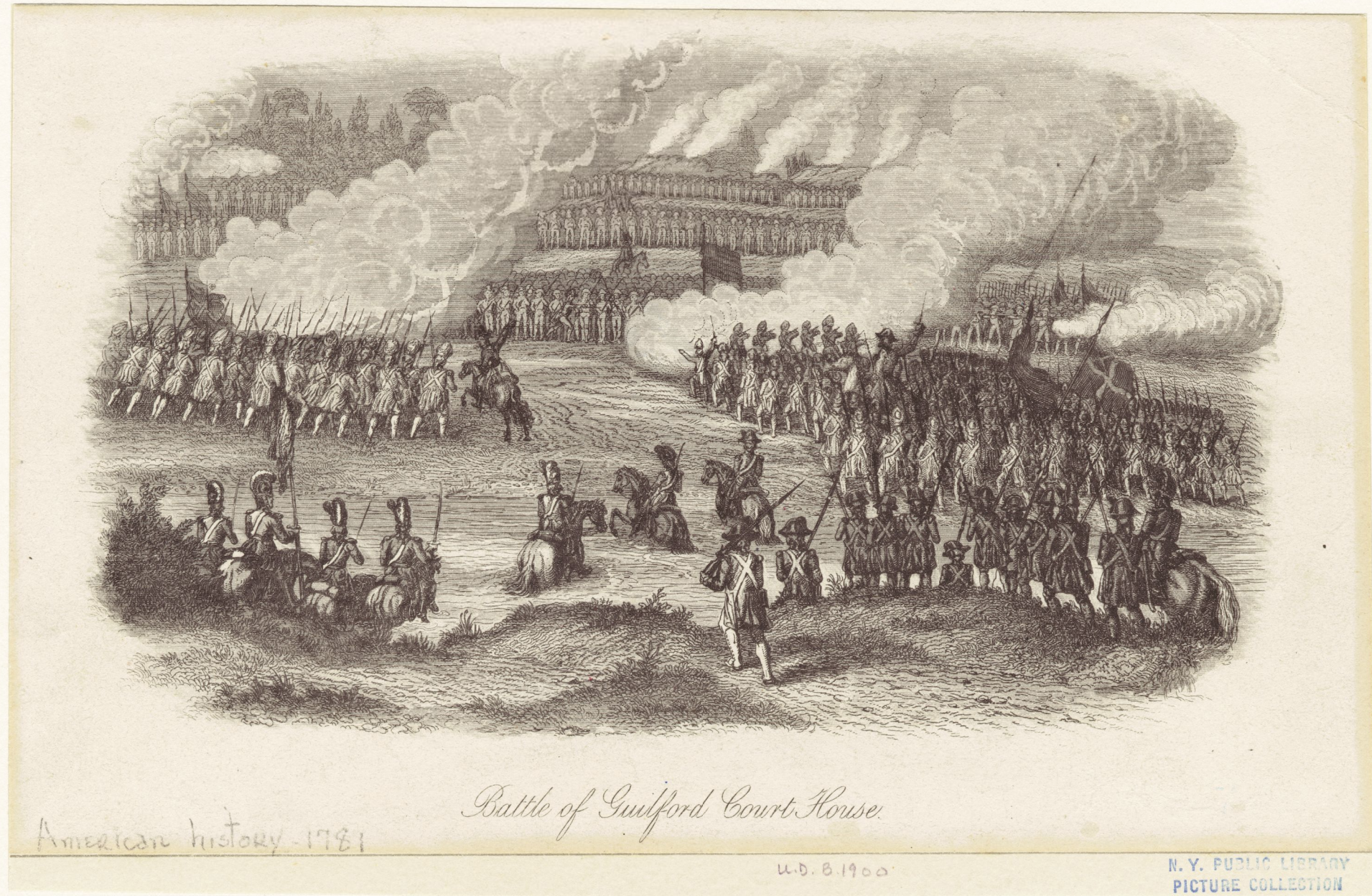 The Miriam and Ira D. Wallach Division of Art, Prints and Photographs: Picture Collection, The New York Public Library. “Battle of Guilford Court House” New York Public Library Digital Collections.